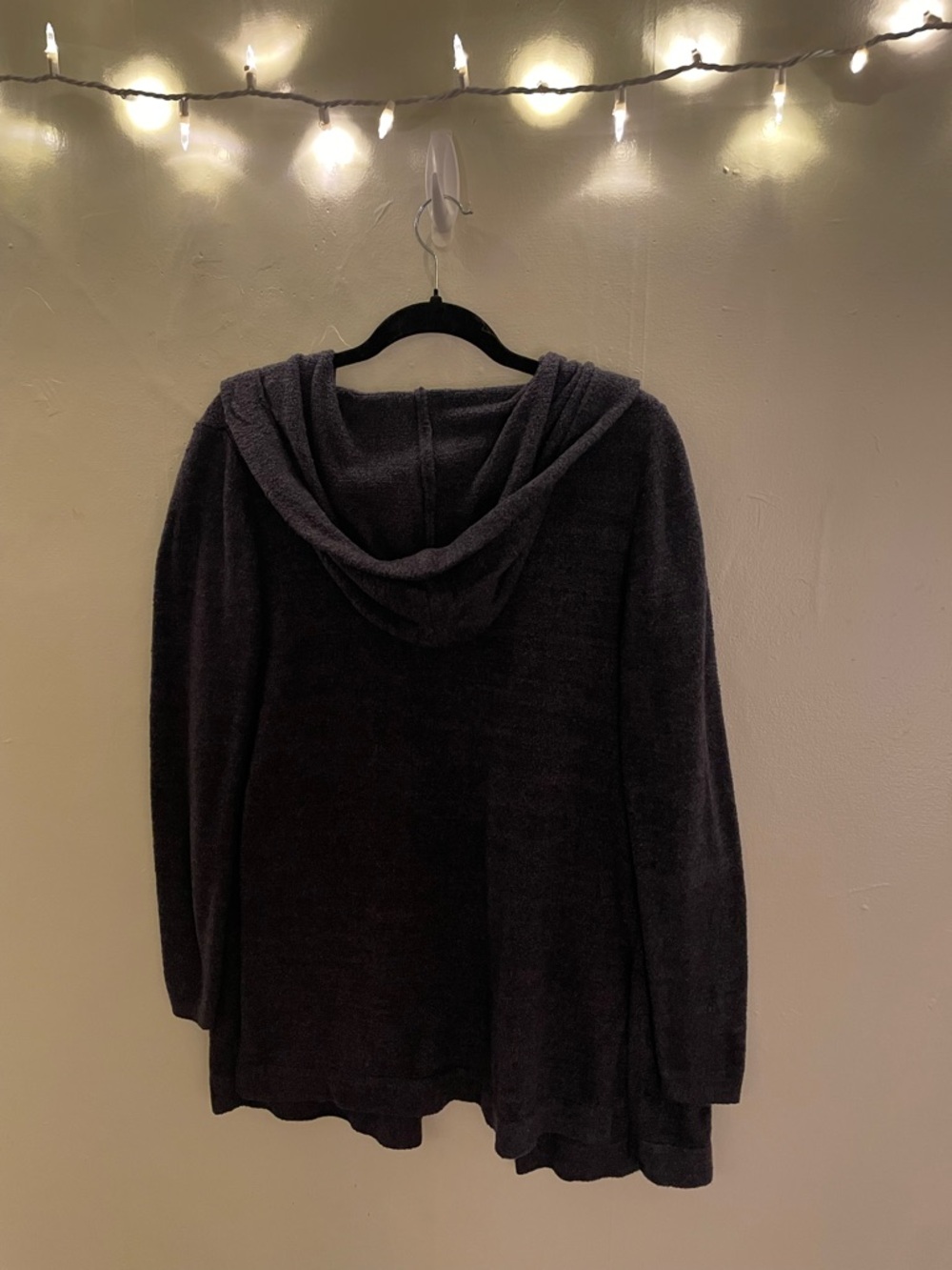 Barefoot Dreams Charcoal Grey Cozy Open-Front Plush Cardigan Pockets Warm Fuzzy - Picture 7 of 13